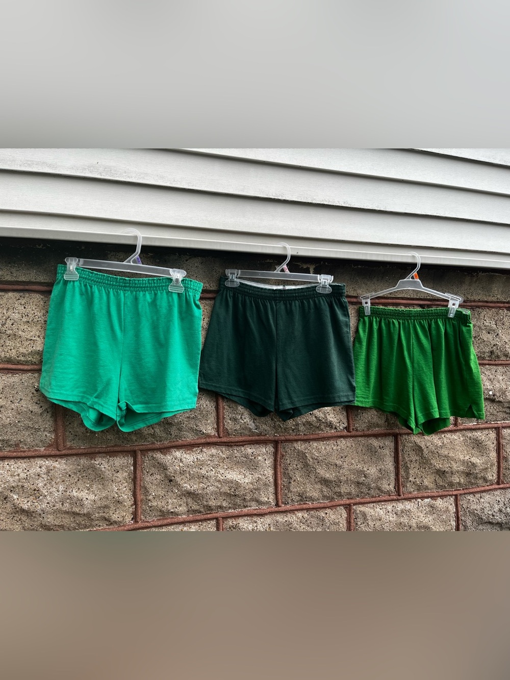 Lot of 3 junior large Soffe Green Athletic Shorts elastic Waist